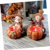 Artibetter Pumpkin Candlesticks Candle Holders Decor Candle Stand Hotel Candlestick Pumpkin Holder Desktop Holder Halloween Resin Vertical Tealight view 4