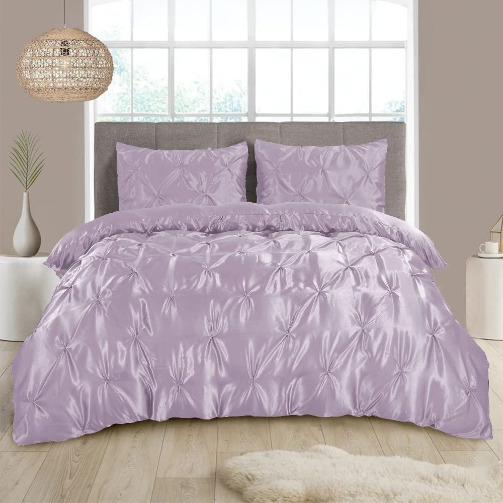 1 Pieces Satin Duvet Cover Queen Size Set, Luxury Silky Like Lilac Duvet Cover Bedding Set with Zipper Closure, only 1 Duvet Cover (Lilac,Queen (88''x92''))