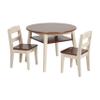 ECR4Kids Hideaway Table and Chair Set, Kids Furniture, Dark Walnut/Antique White, 3-Piece view 1