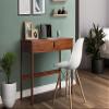 memomad Bali 35 Desk  Modern Sturdy Home Office Solid Wood Desk with Drawer and Compartment - Solid Pine Wood - Noise Free - Freestanding (35 Width, Caramel Brown Wood) view 2