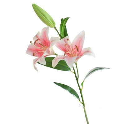 HXSCOO Artificial Flowers 3 Head Feel Lilies Fake Flowers Wedding Home Decoration Flower Plants Garden Decoration Party Decoration (Color : Pink)