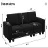 Belffin Velvet Modular Sofa Couch 3 Seater Sofa Couch for Living Room Black view 2