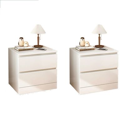 Nightstands 1pc White Bedside Table Modern Hotel Rental Storage Cabinet Home Bedroom Cabinet with Double Drawer Design End Tables Bedroom