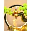 Tabletop Fountains Tabletop Water Fountain Resin Relaxation Meditation Fountain Desktop Fountain with Golden Gourd and Artificial Bonsai Design, Indoor Waterfall Feature for Home Office Decor Desktop view 4