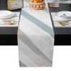 Abstract Table Mats Set of 6 With Table Runner 90 Inches Long,Cotton Linen Tablerunner Burlap Kitchen Dining Placemats for Wedding/Coffee/Dress Party,Beige Teal Geometric Minimalistic Brush Stripes view 2