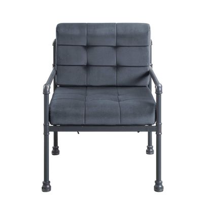 HomeRoots 27" Gray Velvet and Steel Arm Chair