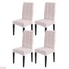 Blush Pink Dining Chair Cover Set of 4,Stretch Chair Protectors Slipcover,Spandex Kitchen Chair Seat Back Cushion Slip Cover for Dining Room,Party,Hotel,Ceremony Farmhouse Country Forest Leaves Grey view 1