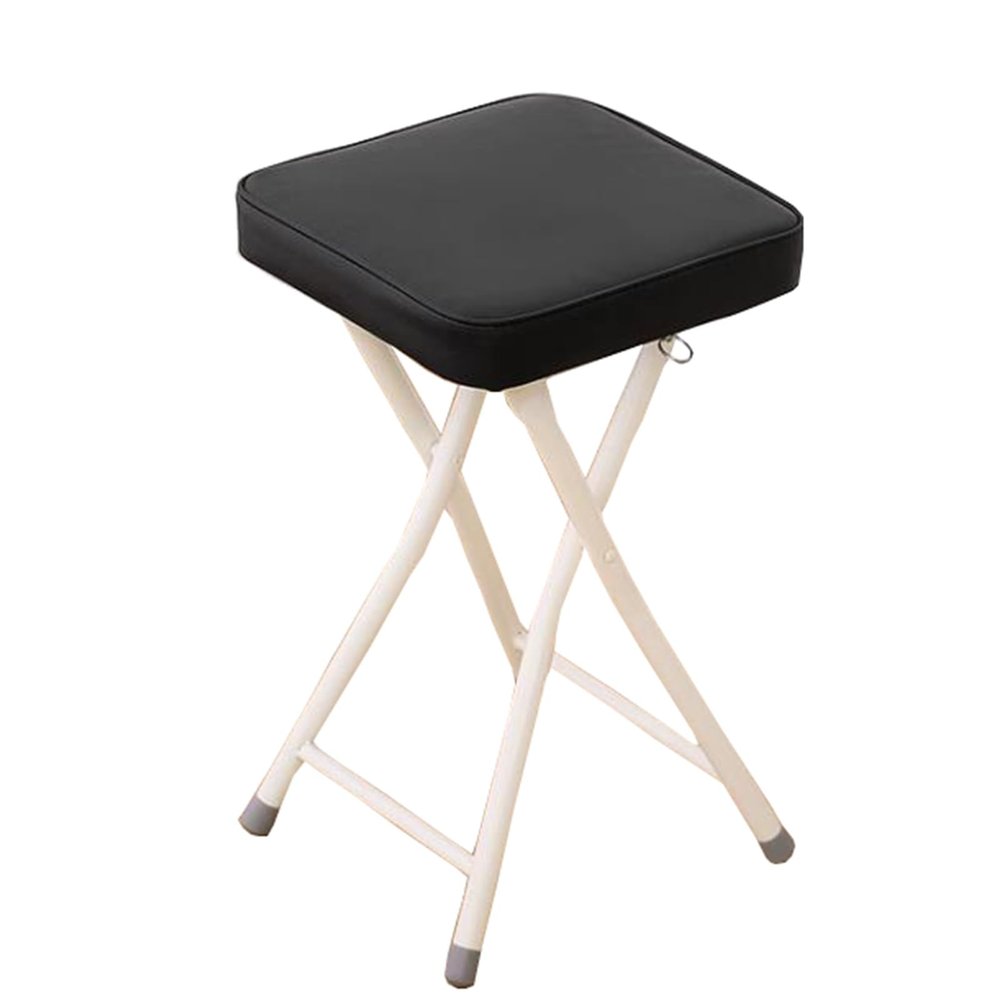 19in Folding Bar Stool, Portable Folding Stool, Padded, Weight Capacity 265lb, Kitchen Folding Stool for Dorm Room Entertainment Game Room Garden(Black)