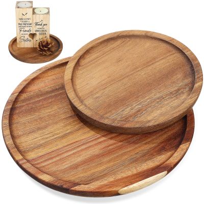2 Pcs Round Wooden Tray Candle Trays Wooden Plate