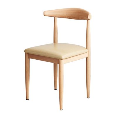 TemkIN Mid Century Modern Dining Chair Imitation Solid Wood PU Leather Upholstered Cushion Seat Kitchen Living Dining Room Lounge Chair Quick Assembly (Color : Beige, Size : 48 * 35 * 75cm)