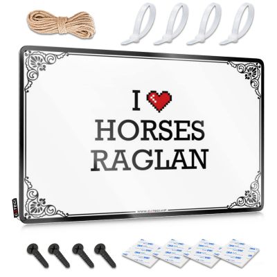 gaeruite Metal Tin Sign Retro I Love Horses Raglan Tin Sign Man Cave Sign Metal Sign Home Bar Decor (Color : Colour, Size : 20X30CM)