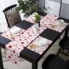 Valentine's Day Table Mats Set of 6 with Table Runner 90 Inches Long,Cotton Linen Tablerunner Burlap Kitchen Dining Placemats for Wedding/Coffee/Dress Party,Saint Red Pink Love Heart Romantic Stripes view 1