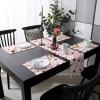 Valentine's Day Table Mats Set of 6 with Table Runner 90 Inches Long,Cotton Linen Tablerunner Burlap Kitchen Dining Placemats for Wedding/Coffee/Dress Party,Saint Red Pink Love Heart Romantic Stripes view 3
