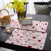 Valentine's Day Table Mats Set of 6 with Table Runner 90 Inches Long,Cotton Linen Tablerunner Burlap Kitchen Dining Placemats for Wedding/Coffee/Dress Party,Saint Red Pink Love Heart Romantic Stripes view 4