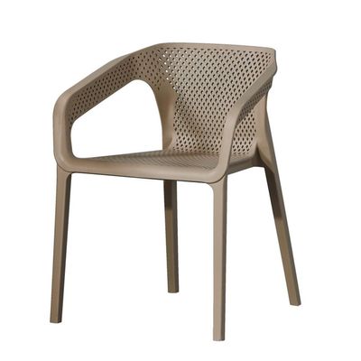 TemkIN Indoor Plastic Dining Set of 4, Stackable High-Backed Armrests Seat, Living Kitchen Room Restaurant Furniture Chair, No Assembly Required (Color : Light Brown, Size : 53.5 * 57.5 * 74cm)