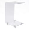 YINZINR Acrylic C-Shape Clear Sofa Side Table Tea End Table Transparent Coffee Desk w/Wheels view 1