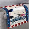 LBCASA Sofa Armrest Organizer Bedside Caddy, 4th of July Truck Non Slip Couch Remote Control Holder, Independence Day American Flag Star Patriotic Arm Chair Caddy with Pocket for Phone, 13''x35'' view 3