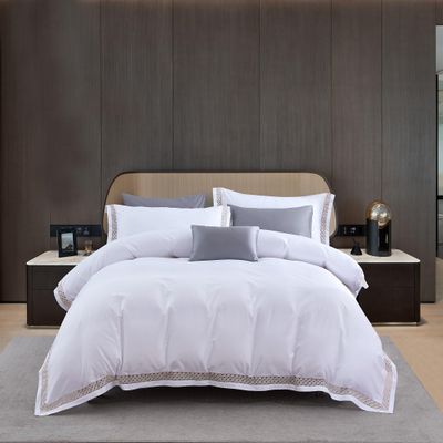 CASA BOLAJ DESIGNED TO DREAM 3Pcs Duvet Cover Set Egyptain Cotton Champagne Lace Luxury Wedding Collection(White,California King)