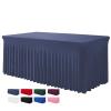BDDC Table Skirts for Rectangle Tables 6ft - One-Piece Navy Blue Tablecloths and Skirt, Wrinkle Resistant Ruffles Elastic Cover for Banquets, Weddings, Events, Parties view 1
