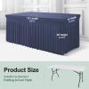 BDDC Table Skirts for Rectangle Tables 6ft - One-Piece Navy Blue Tablecloths and Skirt, Wrinkle Resistant Ruffles Elastic Cover for Banquets, Weddings, Events, Parties view 3