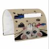 LBCASA Sofa Armrest Organizer Bedside Caddy, Adorable Cat Welcome Non Slip Couch Remote Control Holder for Recliner, Retro Paws Footprints Arm Chair Caddy with Pocket for Magazine, Phone, 13''x35'' view 1