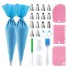 Piping Bags and Tips Set - Reusable Piping Bag, 16 Inch Silicone Pastry Bags with 14 Icing Tips, 3 Scrapers, 2 Couplers, 2 Bags Ties, 1 Pastry Brush, Cake Decorating Kit for Baking Cupcake and Cookies view 1