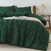 Andency Twin Size Comforter Emerald Green, 2 Pieces (1 Boho Comforter, 1 Pillowcase) Dark Green Tufted Geometric Shabby Chic Bedding, Soft Fluffy Jacquard Farmhouse Bed Set for All Season view 2
