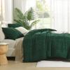 Andency Twin Size Comforter Emerald Green, 2 Pieces (1 Boho Comforter, 1 Pillowcase) Dark Green Tufted Geometric Shabby Chic Bedding, Soft Fluffy Jacquard Farmhouse Bed Set for All Season view 3