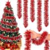 Poen 100 ft Christmas Tinsel Garland Christmas Tree Decorations Metallic Tinsel Thick Twist Garland Xmas Party Supplies for Indoor Outdoor Fireplace Mantle(Red, White) view 1