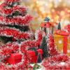 Poen 100 ft Christmas Tinsel Garland Christmas Tree Decorations Metallic Tinsel Thick Twist Garland Xmas Party Supplies for Indoor Outdoor Fireplace Mantle(Red, White) view 2