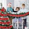 Poen 100 ft Christmas Tinsel Garland Christmas Tree Decorations Metallic Tinsel Thick Twist Garland Xmas Party Supplies for Indoor Outdoor Fireplace Mantle(Red, White) view 3