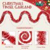 Poen 100 ft Christmas Tinsel Garland Christmas Tree Decorations Metallic Tinsel Thick Twist Garland Xmas Party Supplies for Indoor Outdoor Fireplace Mantle(Red, White) view 4