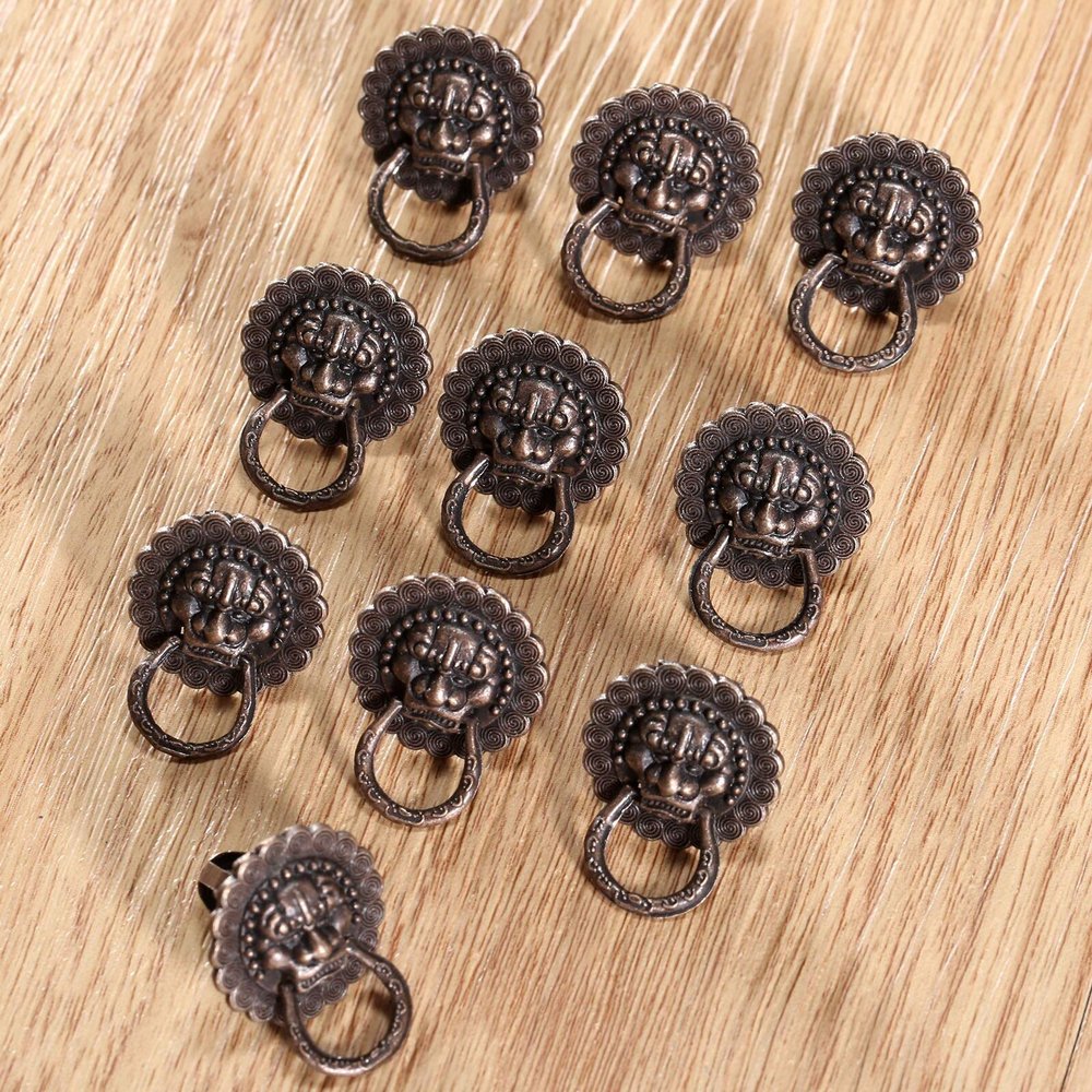 Southst 10Pc Vintage Metal Furniture Door Knob Ring Cabinet Dresser Drawer Pull Handle Antique Brass Cabinet Knobs and Handles