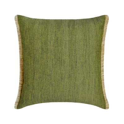 The HomeCentric Decorative Green 18"x18" (45x45 cm) Throw Pillows, Jute Textured, Chevron, Lace for Couch, Geometric Pattern Modern - Evergreen Jute