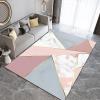 Powder Blue Golden Triangle Area Rug, Simple and Fresh Geometric Indoor Non-Slip Kids Rugs, Machine Washable Breathable Durable Carpet for Front Entrance Floor Decor,5.3 x 8ft view 3