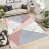 Powder Blue Golden Triangle Area Rug, Simple and Fresh Geometric Indoor Non-Slip Kids Rugs, Machine Washable Breathable Durable Carpet for Front Entrance Floor Decor,5.3 x 8ft view 4