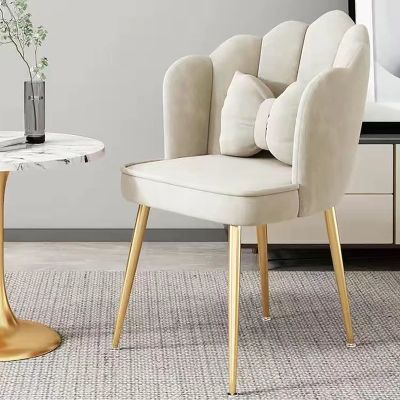 Office Chair Gaming Chair Computer Chair Velvet Vanity Chair,Upholstered Cute Accent Chair Wide Side Modern Kitchen Dining Chair with Golden Legs,Tufted Makeup Chairs Fluffy Petal Chairs for
