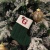 7 Inches Mini Christmas Stocking, White/Green/Red Initial Monogram Embroidered Lettetr Christmas Decor Stocking, Personalized Knit Mini Xmas Stocking for Family Holiday Xmas Tree Decor (Green-G) view 2