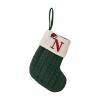 7 Inches Mini Christmas Stocking, White/Green/Red Initial Monogram Embroidered Lettetr Christmas Decor Stocking, Personalized Knit Mini Xmas Stocking for Family Holiday Xmas Tree Decor (Green-N) view 1