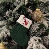 7 Inches Mini Christmas Stocking, White/Green/Red Initial Monogram Embroidered Lettetr Christmas Decor Stocking, Personalized Knit Mini Xmas Stocking for Family Holiday Xmas Tree Decor (Green-N) view 2