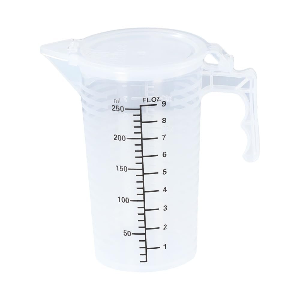 250 ML Plastic Measuring Cup with Lid,Large Capacity Measuring Container with Handle and Pour Spout Kitchen Cooking Pastry Baking Accessories