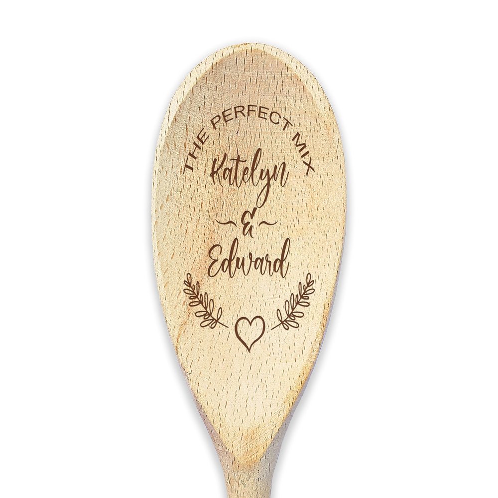Perfect Mix Custom Spoon Personalized Names and Date Wedding Gift Custom Laser Engraved Wooden Mixing Spoon Bridal Shower Gift Wedding Spoon