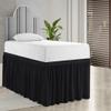 Hotel Quality Dorm Room Bed Skirt 800 Thread Count 100% Cotton Ruffled Dorm Sized 56" Drop Soft Extra Long Elastic Dust Dorm Room Bedskirts, Bed Skirt with 56" Drop-Full XL(54"X 80") Black view 1
