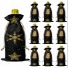 10 Pack Wine Bottle Bags, Christmas Snowflake Wine Bottle Cover with Drawstring, Gold Black Xmas Winter Holiday Gift Bag for Champagne, Wedding, Birthday, Party view 1
