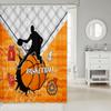 Basketball Kids Shower Curtains,Basketball Field Geometric Grids Bathroom Curtains for Boys Girls Adults,Sports Competition Fashion Orange Waterproof Curtains,12 Hooks Suits,72" W x 78" L view 2