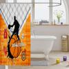 Basketball Kids Shower Curtains,Basketball Field Geometric Grids Bathroom Curtains for Boys Girls Adults,Sports Competition Fashion Orange Waterproof Curtains,12 Hooks Suits,72" W x 78" L view 3