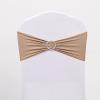 Balsa Circle 10 Nude Spandex Chair Sashes with Silver Round Buckle - Wedding Party Ceremony Reception Decorations Supplies view 3