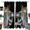 African Wild Animal Black Lion Curtains for Bedroom - Cool Gold Crown Design Wildlife Angry Lion Window Treatment,Energy Saving Thermal Insulated Grommet Top Blackout Curtains 63L x 21W 2 Panels view 3
