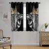 African Wild Animal Black Lion Curtains for Bedroom - Cool Gold Crown Design Wildlife Angry Lion Window Treatment,Energy Saving Thermal Insulated Grommet Top Blackout Curtains 63L x 21W 2 Panels view 4
