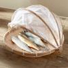 Bamboo Food Serving Tent Basket with Cover, 1 PCS Hand-Woven Dustproof Round Picnic Basket Covered Bamboo Serving Food Tent Basket for Vegetable Fruits view 4